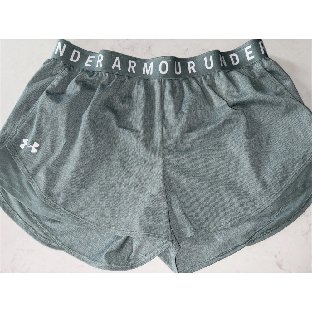 Under Armour Loose Heat Gear Shorts Womens XL Green Running Gym UA 3" Inseam